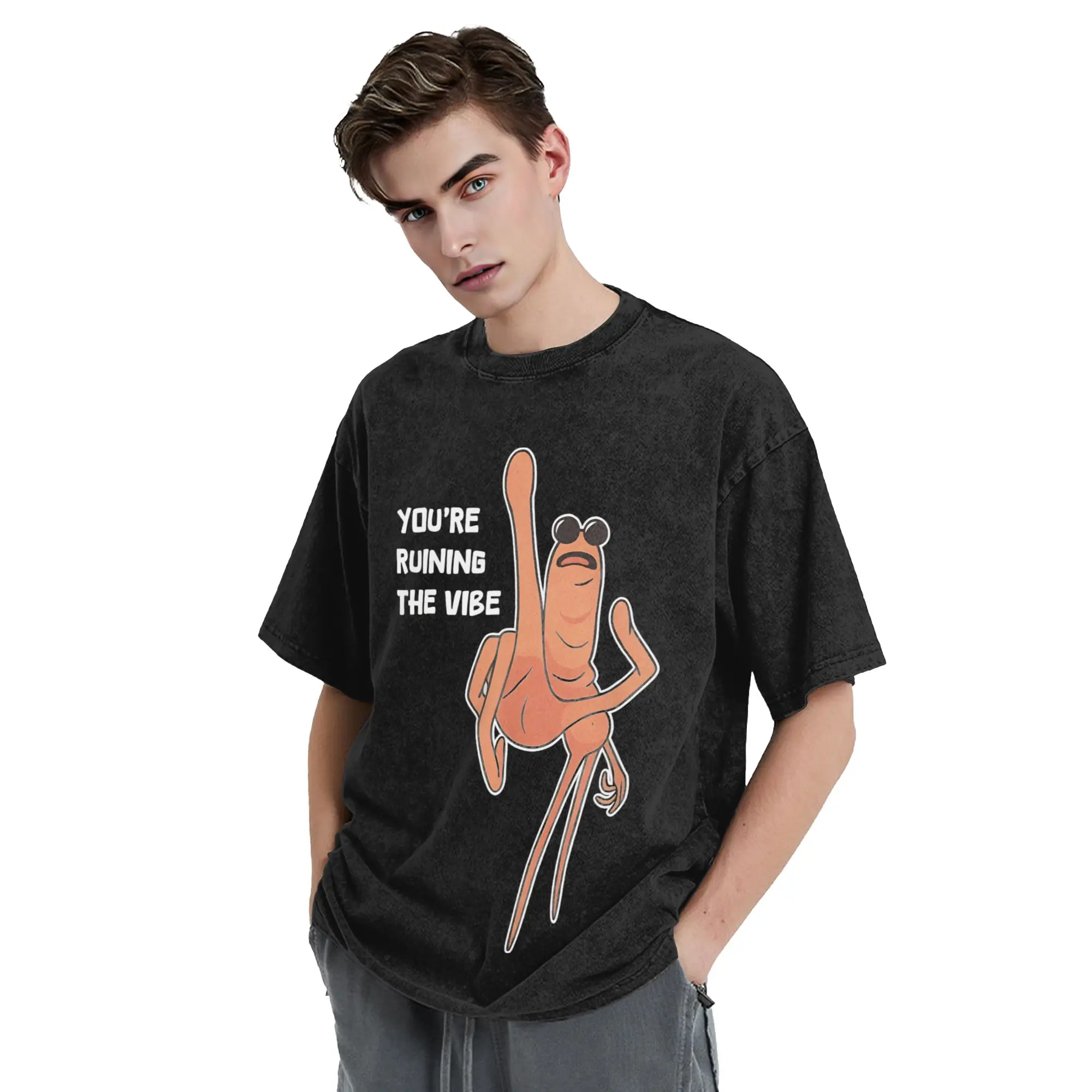 أنت تدمير فيبي تي شيرت مغسول 100% قطن تي شيرت الشارع مضحك ماركوس الدودة الرجال النساء بلايز الشارع الشهير المطبوعة تيز #4