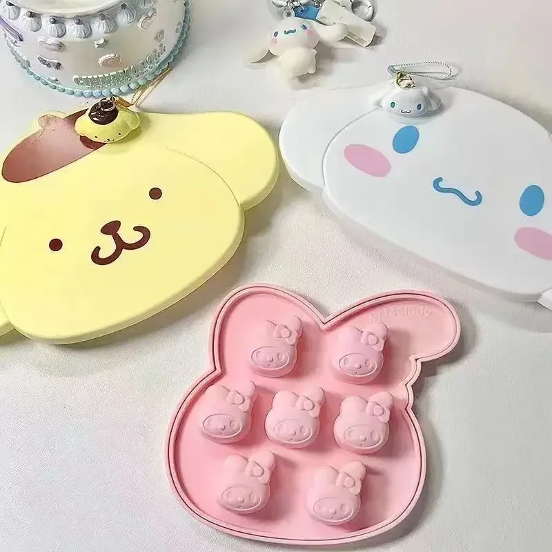 Sanrio Kawaii Molde De Bandeja De Gelo, Caixa De Cubos De Gelo Dos Desenhos Animados, Cubo De Gelo Artefato, My Melody Cinnamoroll PomPom Purin,