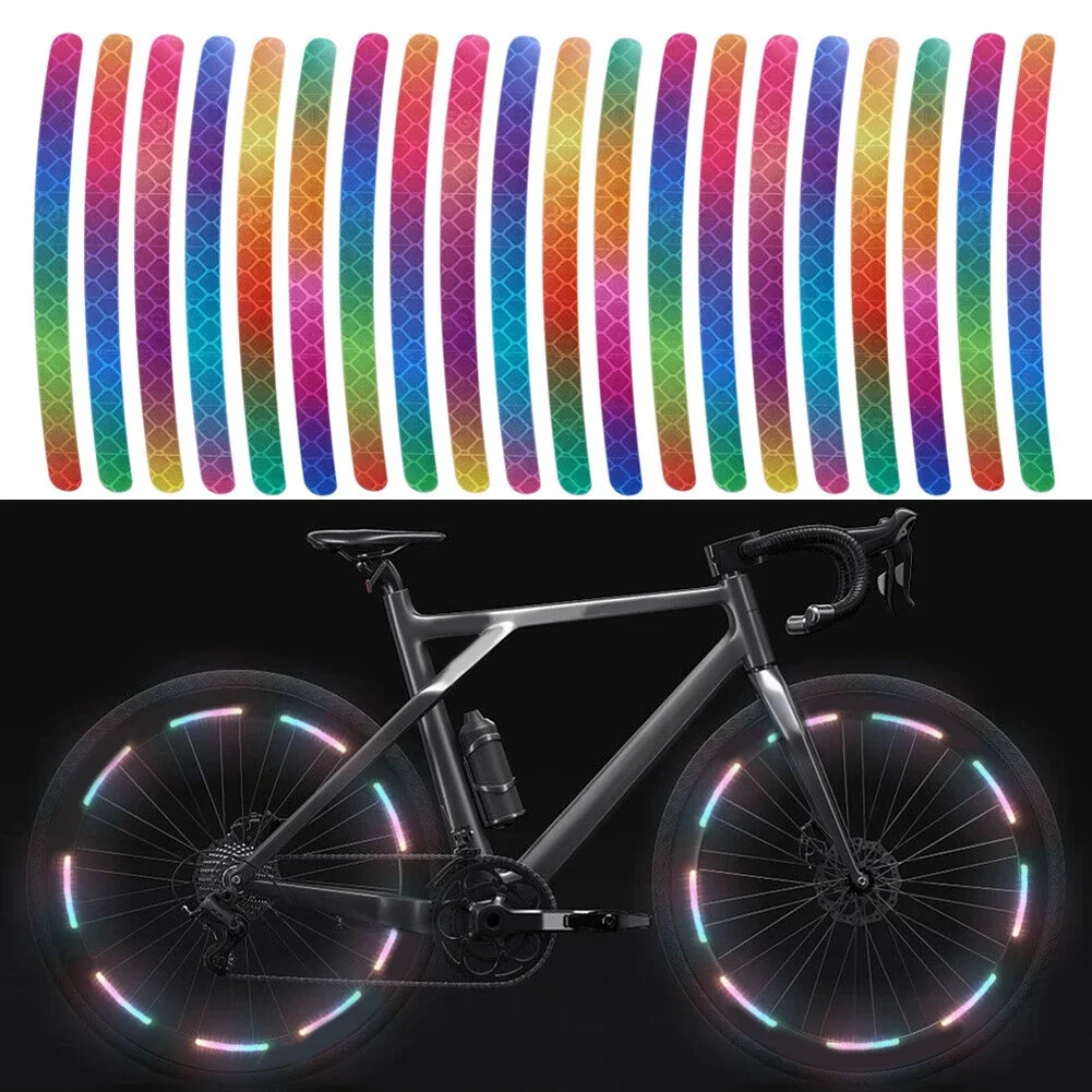 Bicycle Reflective Wheel Stickers Car Reflective Rim Tape Luminous Fluorescent Color Wheel Decoration Moto Night Stickers