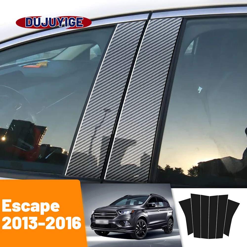 

For Ford Escape 2013-2016 2014 2015 Carbon Fiber Window Door Column Deal B C Pillar Post Cover Trim Sticker