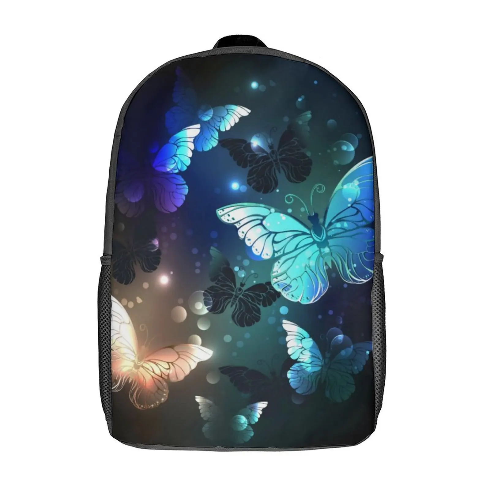 Witte Vlinder Schooltas Regenboogprint Tiener Kids Rugzakken Jongen Meisje Kleurrijk Patroon Student Schooltassen Casual Rugzak