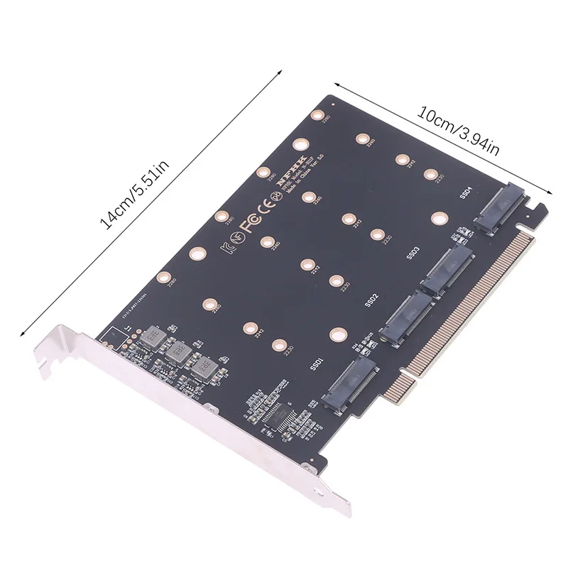 PCIe X16 4.0 5.0 to M.2 NVMe SSD 4Port Convert Card Computer Mainboard Expansion Adapter with 4 Instruction Light for Computer