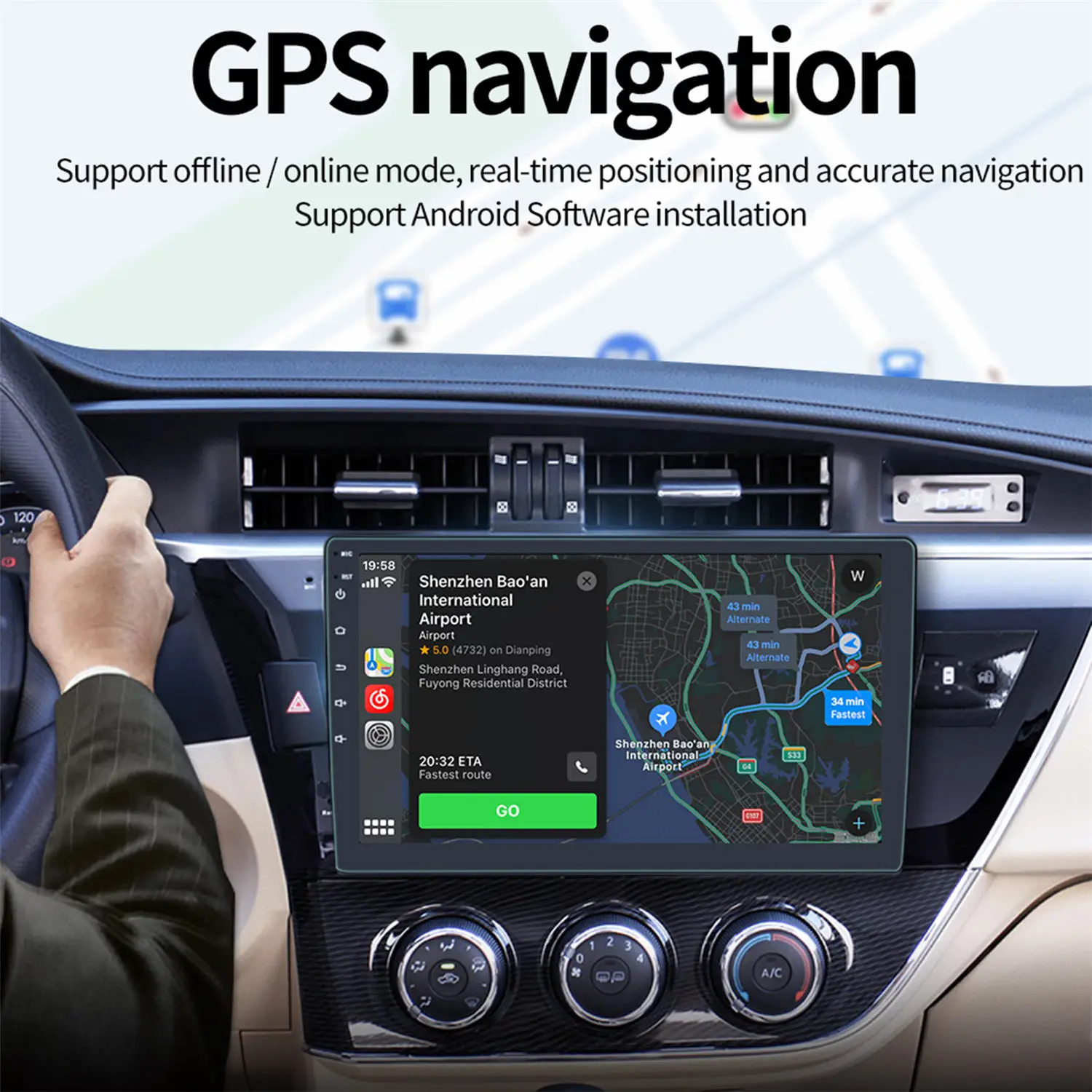 1 PC 2-Din Android 10.1 Car Radio 1+16GB 9 Inch Touch Screen GPS Bluetooth 2.4 GHzWifi S-9090 For Rear View Camera YD7388 Parts