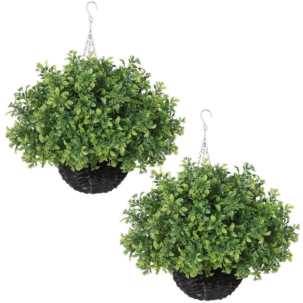 

Искусственные растения из самшита с подвесными корзинами, имитация аглаи запахливой в подвесных кашпо, искусственная зелень, УФ-стойкие листья эвкалипта