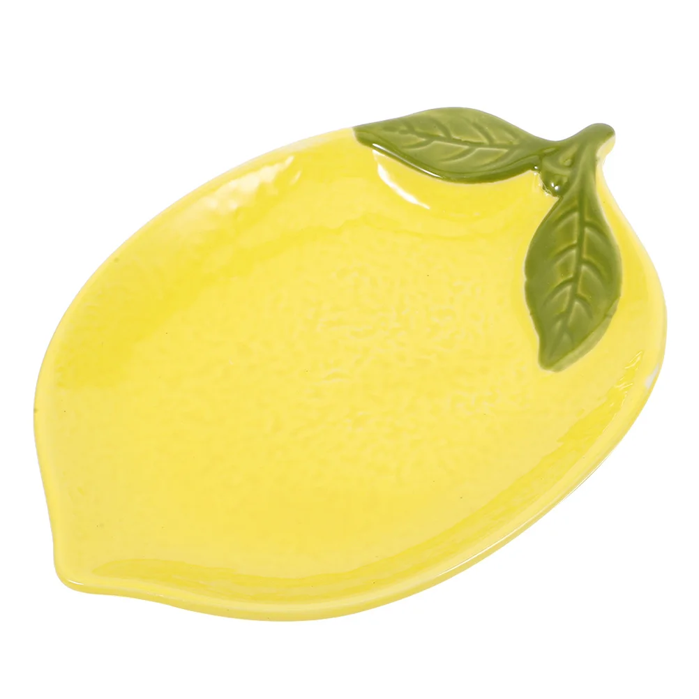 

Fine Crafted Lemon Shaped Ceramic Plate Smooth Edge Multi-Purpose Serving Dish for Appetizer Dessert Snack At Home