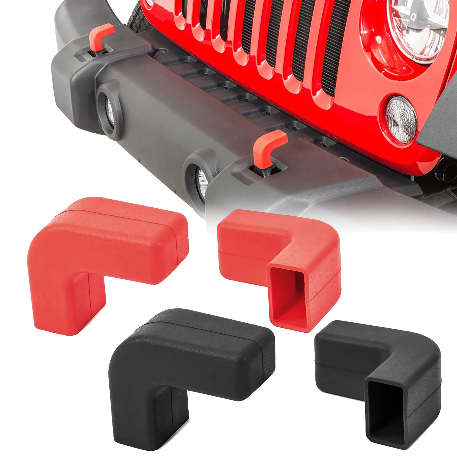 

1Pair Front Bumper Tow Hook Cover Rubber Protector Cap For Jeep Wrangler JK JL Gladiator JT 2007-2024