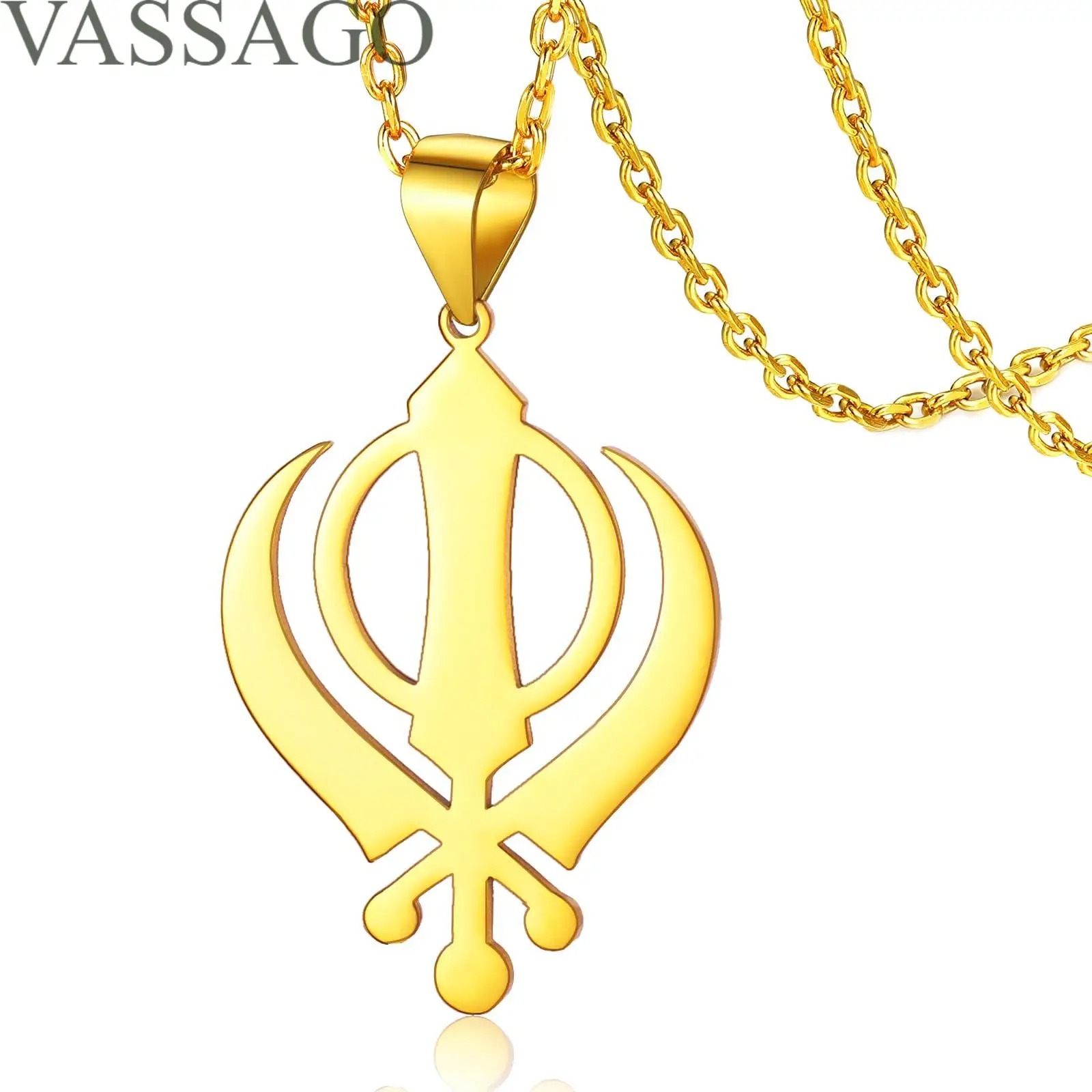 Sikhism Necklace Sikh Khanda Sword Necklace for Women Men Stainless Steel Sikhs Necklaces Sword Symbol Pendant Religious Jewelry