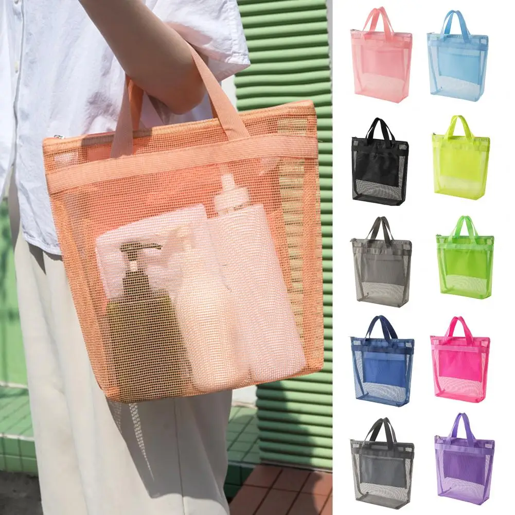 

Beach Storage Bag Travel Shower Bag with Capacity Zipper Closure Beach Toilet Bag for Portable Storage Hollow Mesh for On-the-go