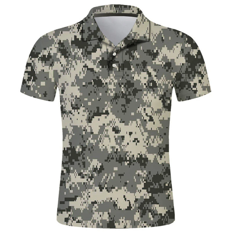 Summer New Camouflage Graphic Polo Shirts For Men Clothes POLO Shirt Veteran Button Streetwear Clothing Casual Male Lapel Tops