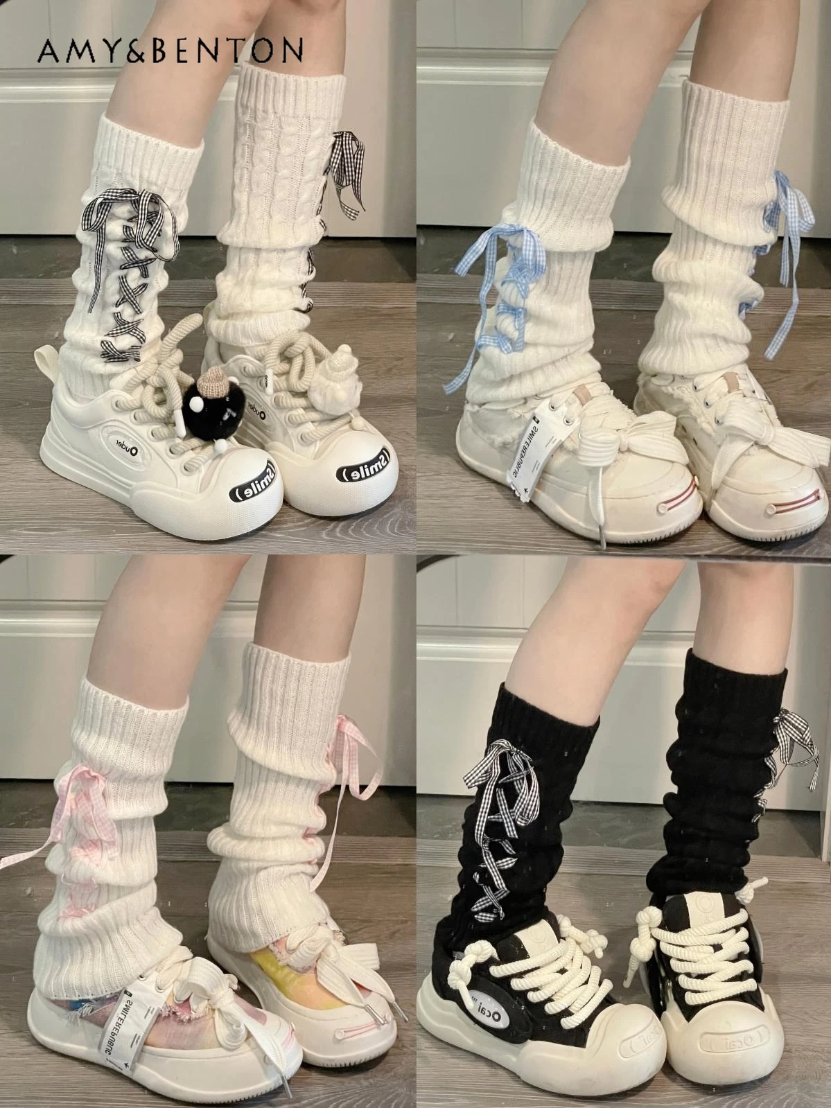 

Dopamine Sweet Cute Bow Lace-up Leg Warmers Y2K Girl Subculture Hot Girl Thigh High Socks All-Match Slimming Lolita Leg Warmer