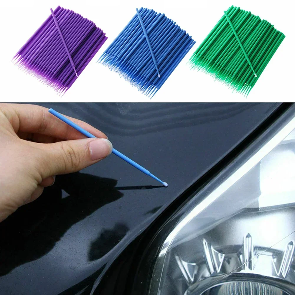 100Pcs Automotive Paint Touch Up Brushe Superfine Tip Disposable Micro Brush Tip Auto Detailing Applicator Stick Car Accessories