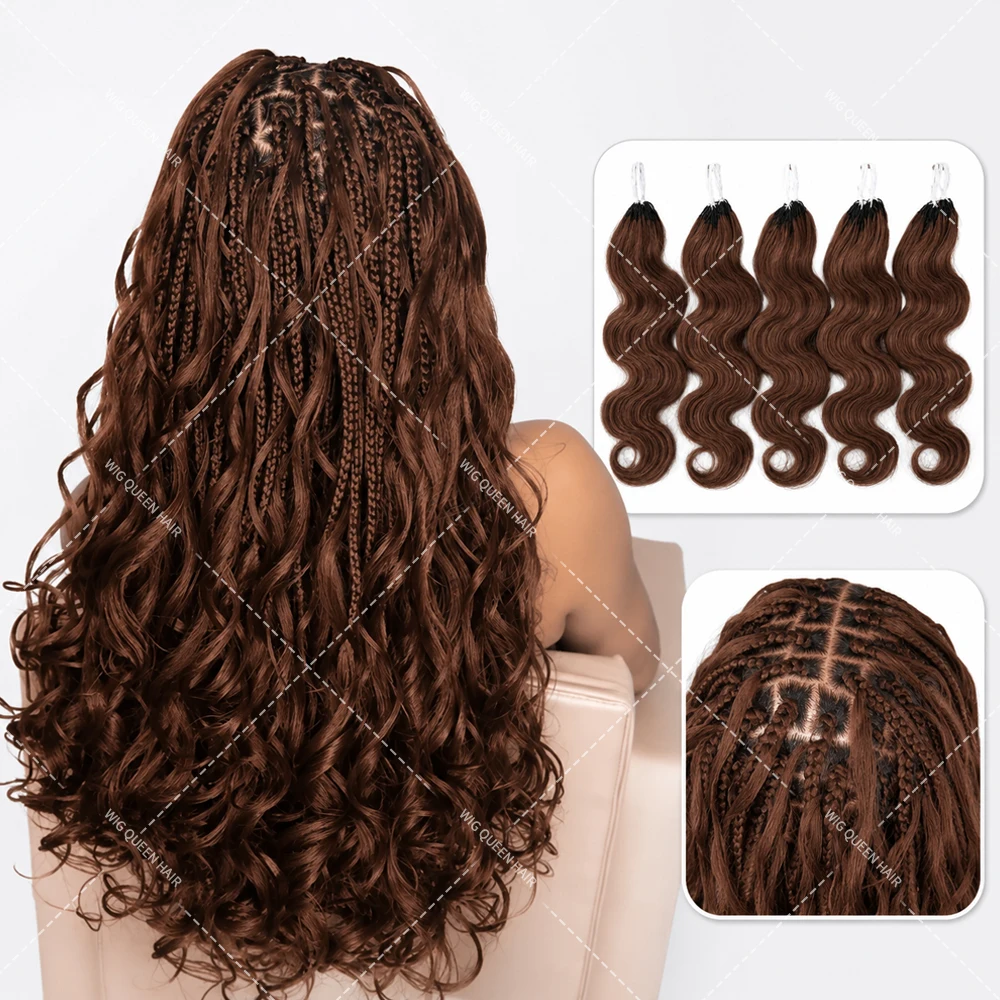 

Brown Body Wave Crochet Human Hair Extensions Pre Looped Soft Natural Looking Full Curly Protective Style For Black Women