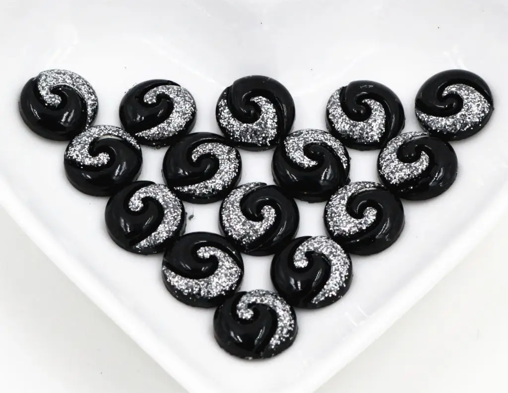 New Fashion 40pcs 12mm Black and White Tai Chi type Flat back Resin Cabochons Cameo  H1-32