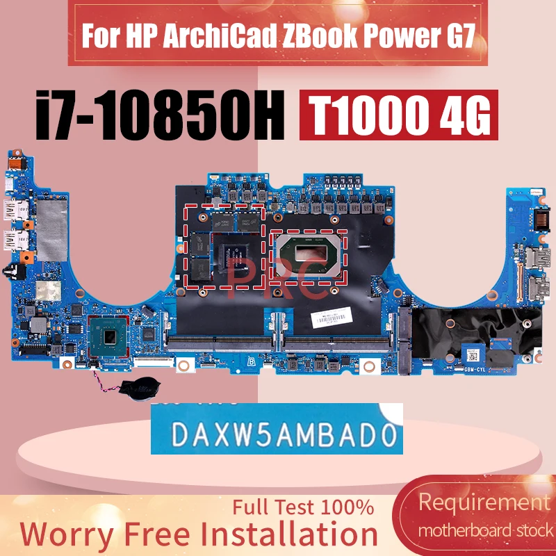 DAXW5AMBAD0 For HP ArchiCad ZBook Power G7 Laptop Motherboard SRH8P i7-10850H T1000 4G N19P-Q3-A1 Notebook Mainboard