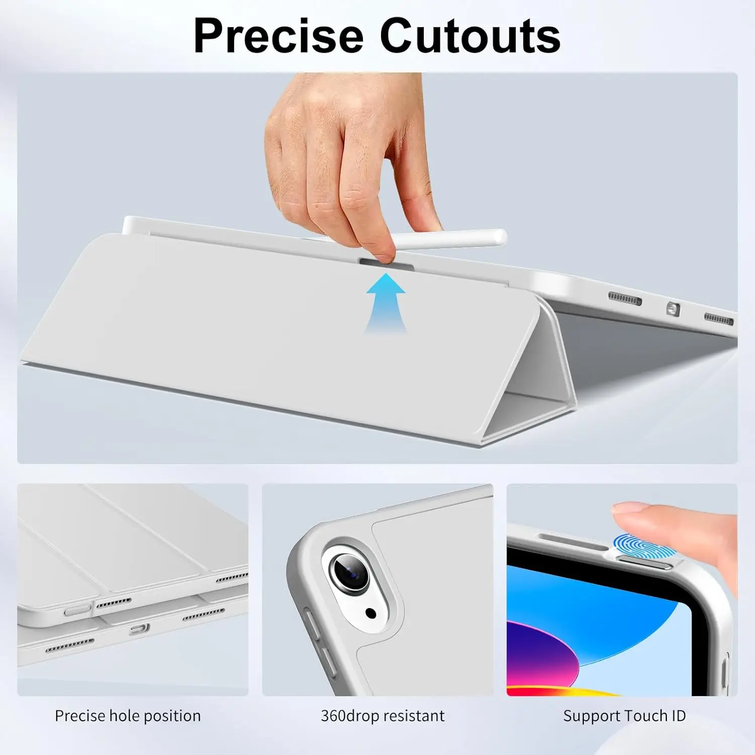 아이패드 (A16) 11세대 11인치 2025용 케이스, 아이패드 10세대 10.9인치 2022용 펜슬 홀더 포함, 자동 깨우기/잠자기 기능