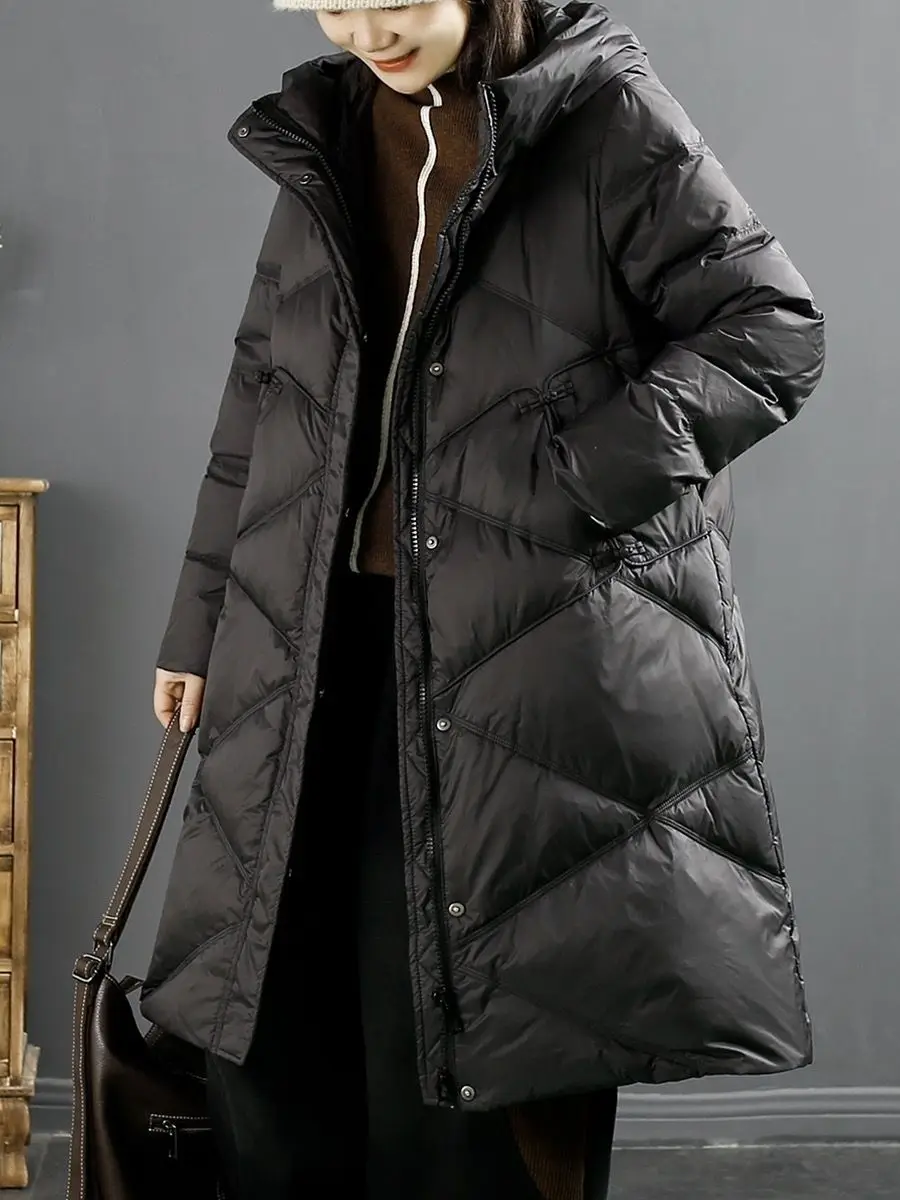 الخريف والشتاء النمط الصيني الجديد المرأة أسفل سترة مقنعين بطة بيضاء أسفل سترة المتضخم #6