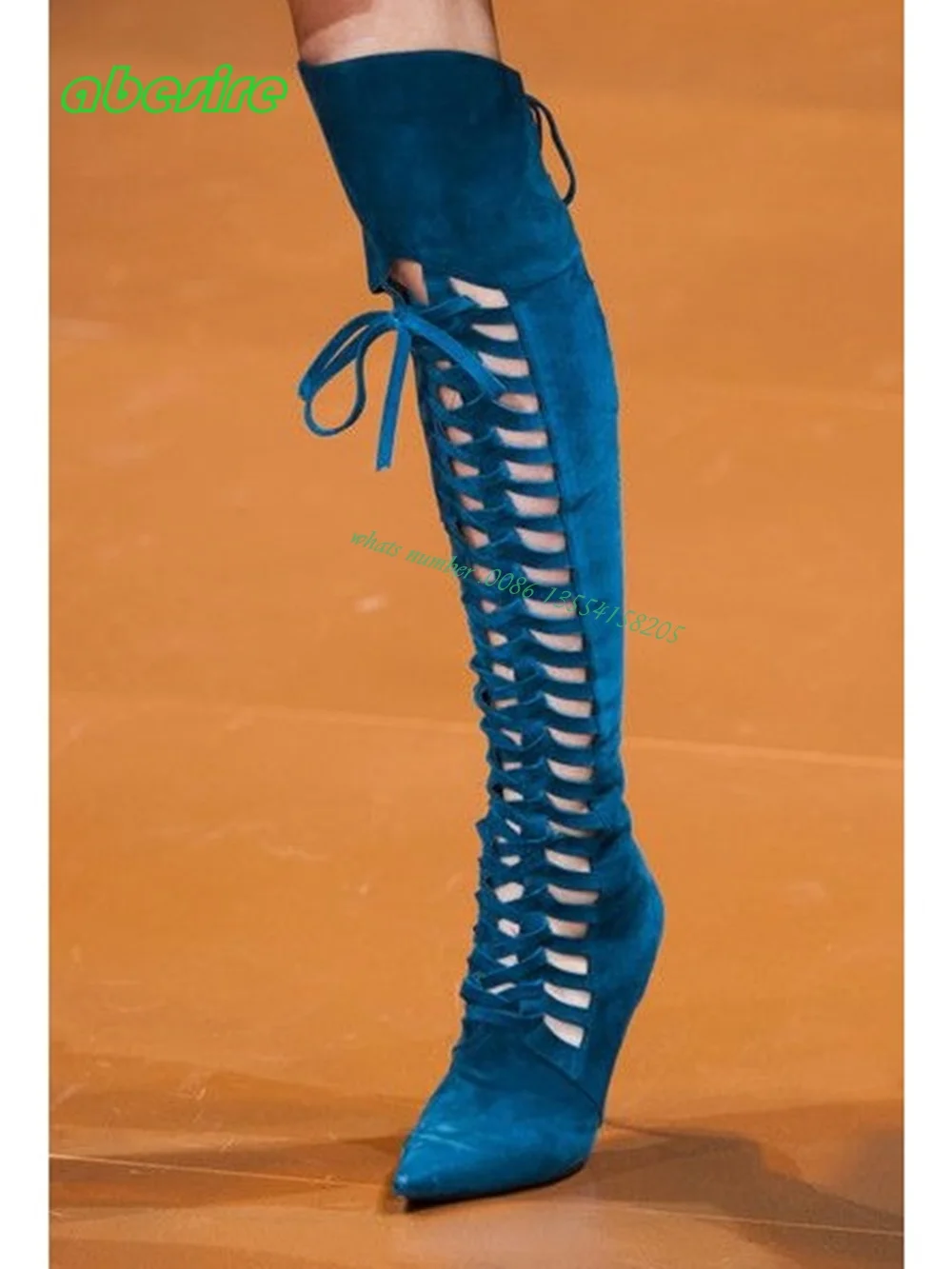 Drążą sandały gladiatorki buty szpiczasty nosek buty na obcasie zasznurować krzyż wiązane buty damskie Casual eleganckie buty Runway Sexy