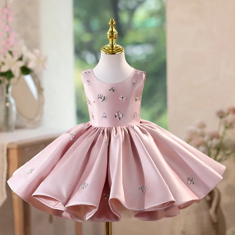 

New Children's Princess Ball Gown Host's Piano Performance Wedding Birthday Party Dresses For Girls A4938 Bridesmaid Dresses