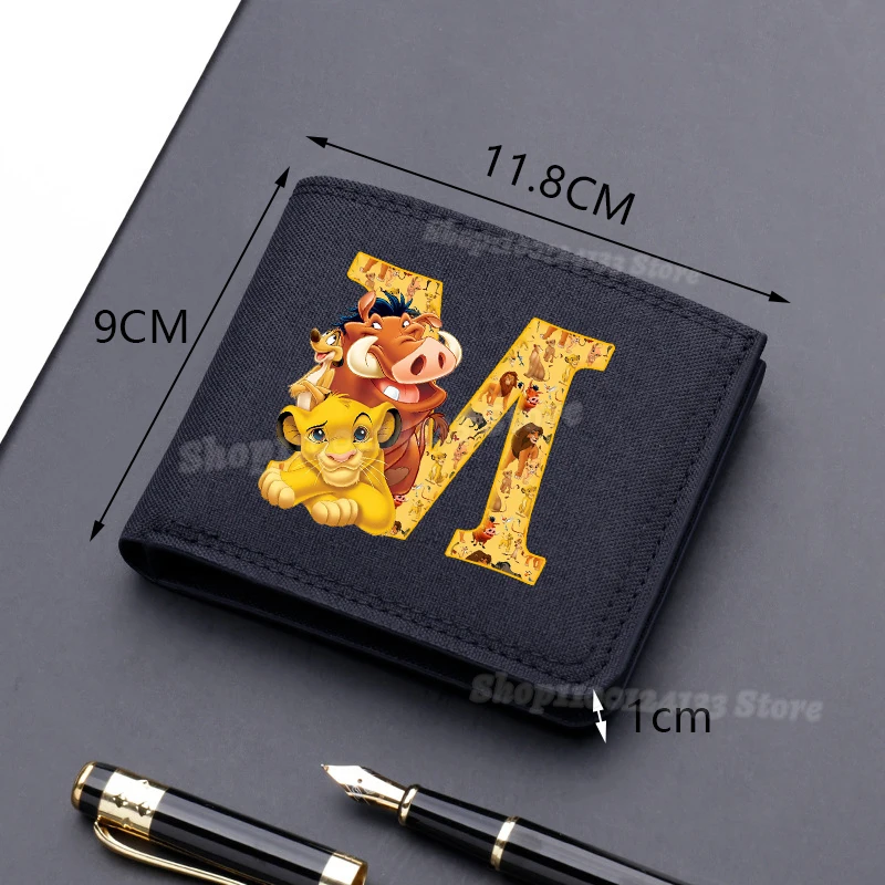 Mufasa Lion King Foldable Coin Purse Letters A-Z Disney Movie Simba Cartoon Print Wallet Men Boy Kid Portable Bank Card Mini Bag