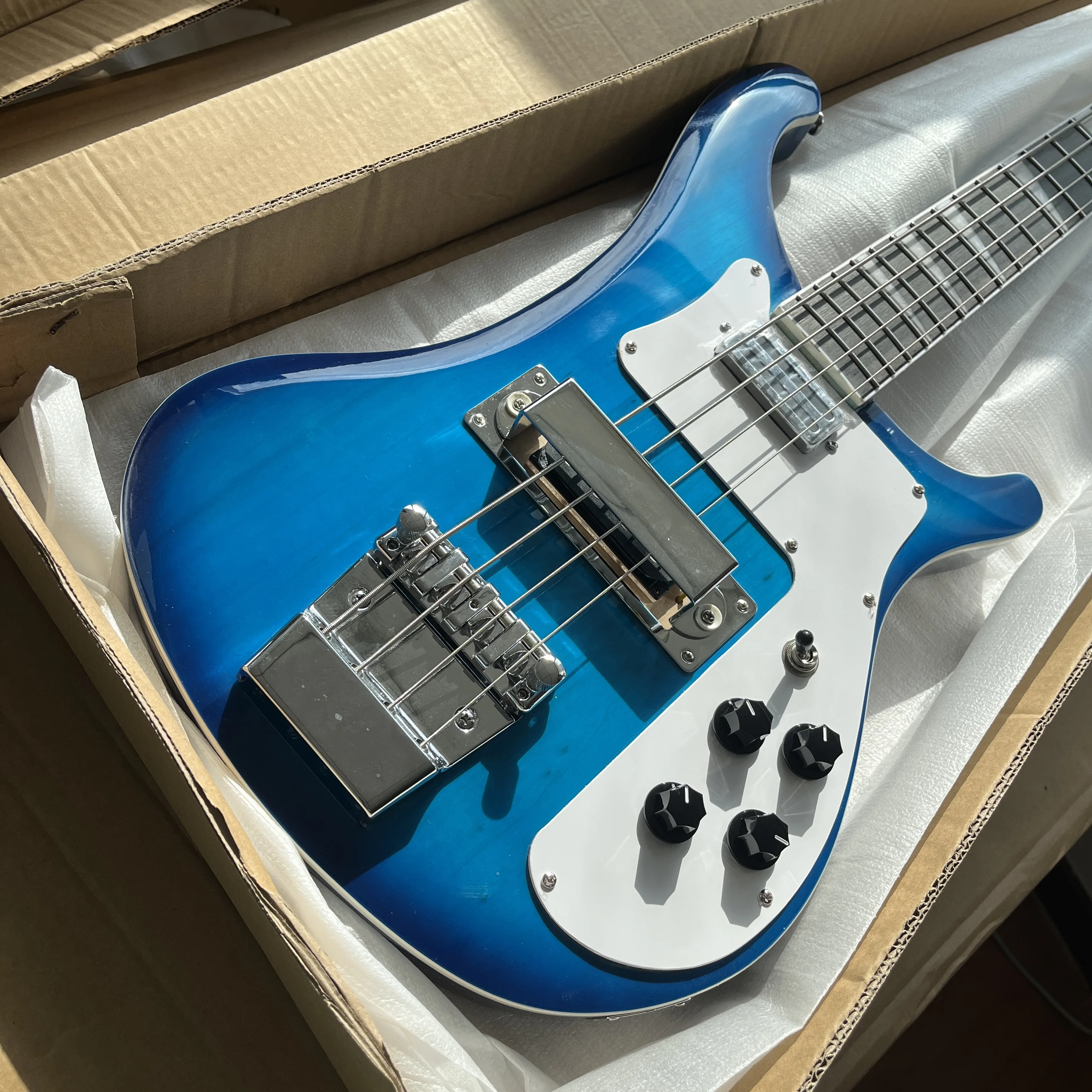 Bajo de 4 cuerdas Rickenbacker 4003 guitarra eléctrica, guitarra de bajo medio, azul transparente, regalo de Navidad Envío gratis