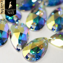 Crystal-Castle 5A Clear White & AB Strass Accessories 3230 Drop Sewing Crystal Needlework Pearl Shape Clothes Sew On Rhinestones