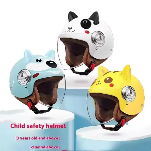 Imagen 2 del producto Casco de seguridad para vehículos eléctricos para niños, medio casco Universal de cuatro estaciones, bonito casco de dibujos animados para motocicleta, ciclismo y turismo