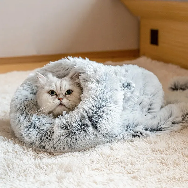 Winter Plush Pet Sleeping Bag Windproof Closed Sleeping Bag In Autumn Winter Luxury High-end Comfortable Mattress for Cats Dogs