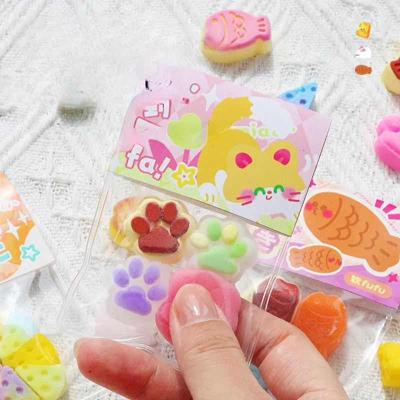 Decompress Popular Knead Happy Little Things Creative Soft Glue Cat Claw Hanging Ornaments for Girls Handmade Diy Material Bag