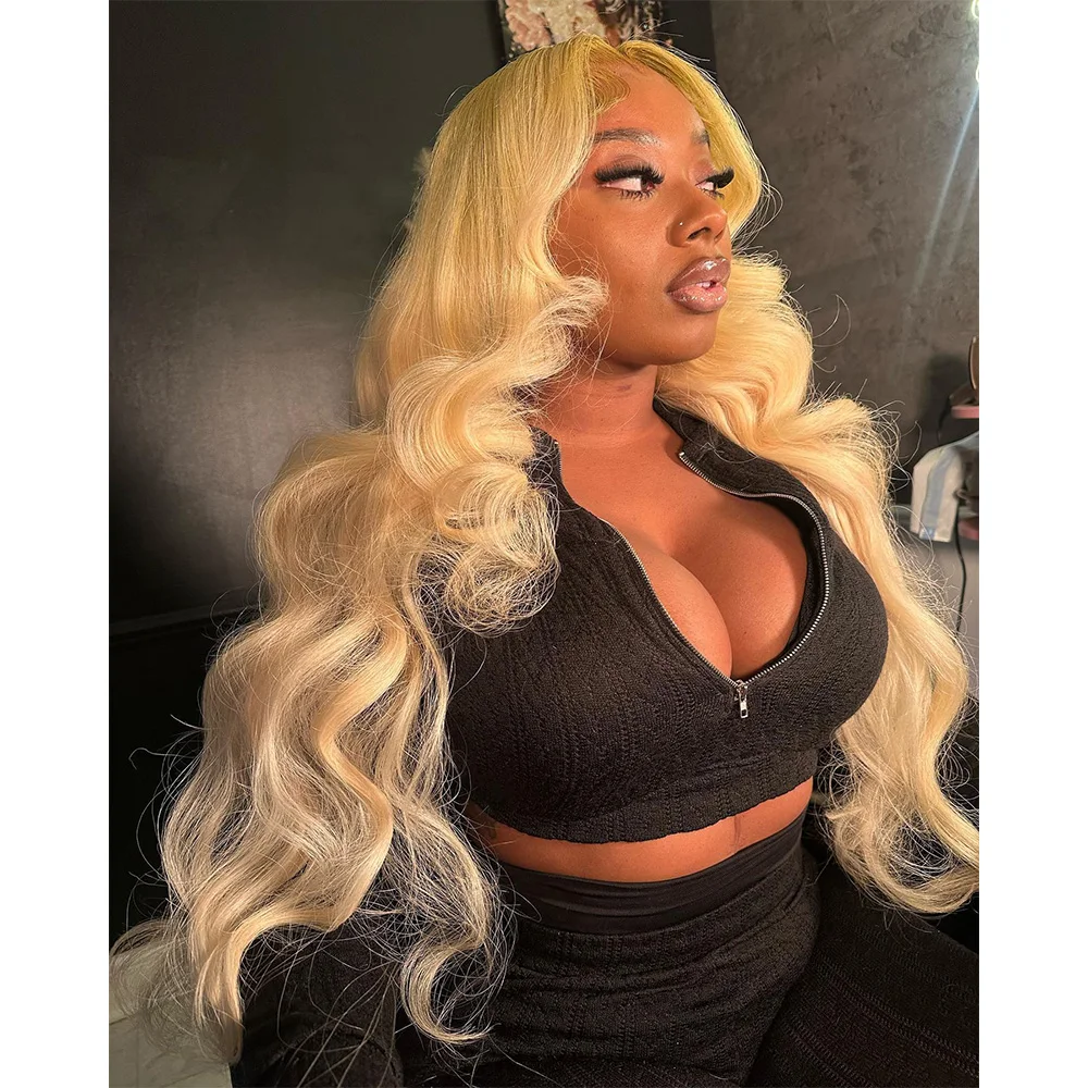 Linhua Hair Lake Green Body Wave 100% Human Hair 13X6 Lace Frontal Wig 180% Peruvian #613 Remy 13X4 Transparent Lace Wigs