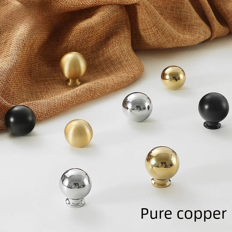 1 PCS Brass Knob Round Furniture Handle Ball Modern Minimalist Gold Drawer Knob Wardrobe Pull Kitchen Handle Solid Single Hole