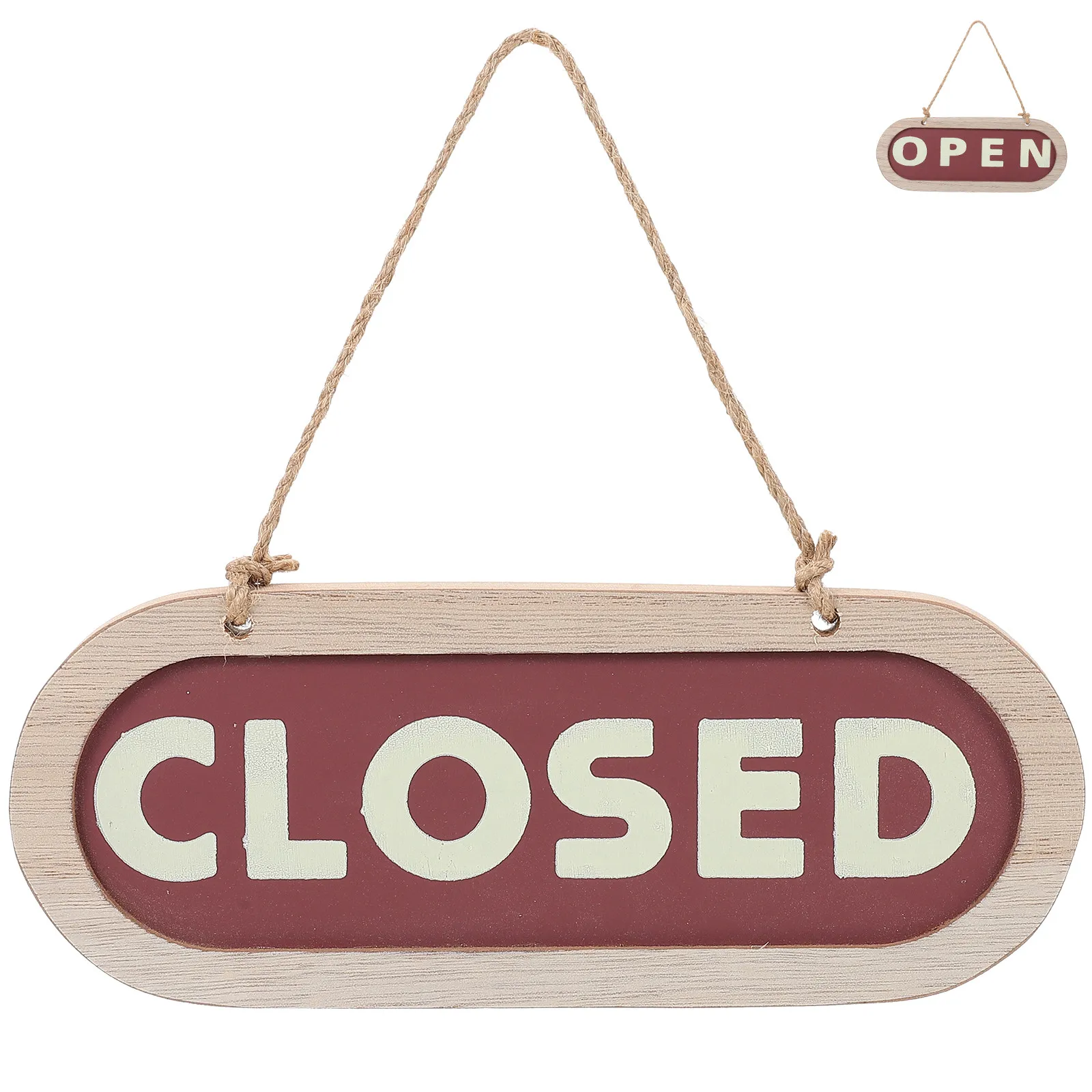 Wood Door Plate Hanging Pendant Rustic Design Dual Side Open Close Sign Store Business Decor Home Decoration Wooden Ornament