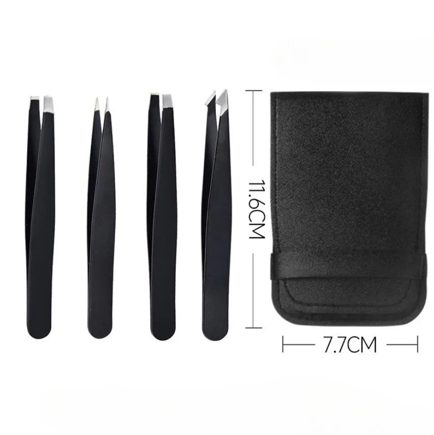 4Pcs Eyebrow tweezers for Pull out eyebrows trim eyebrows and pull out beards Stainless steel eyebrow clip Removal Makeup Tools