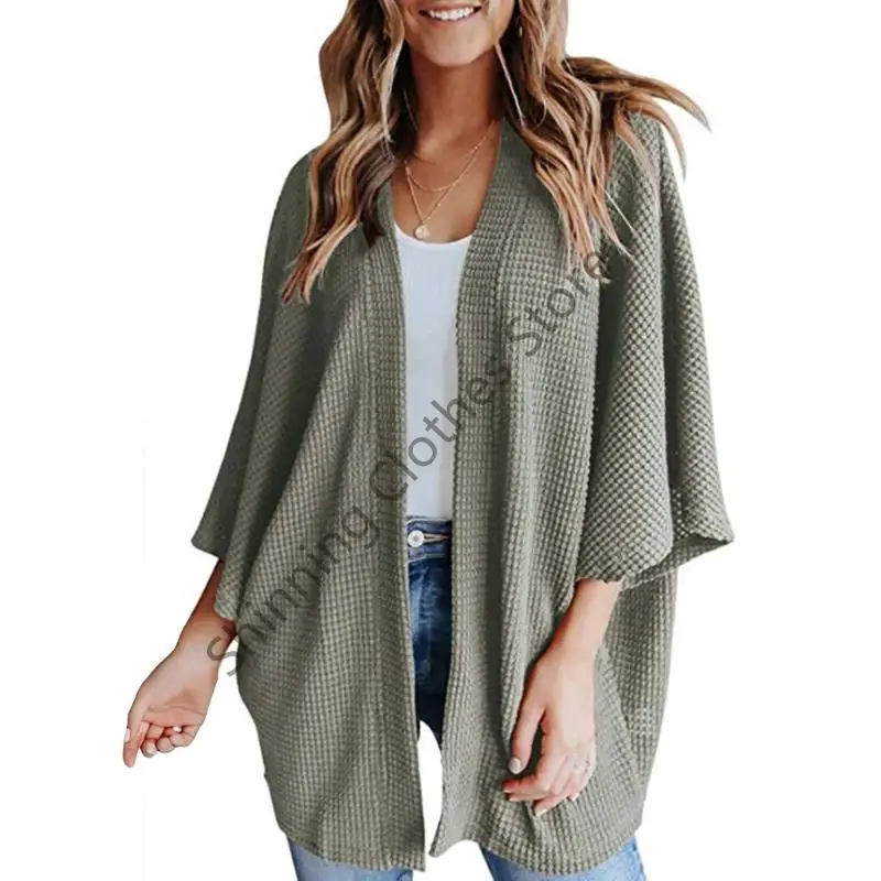 

M68A Women's Lightweight Bathrobe Loose Sleeve 3/4 Length Beachwear