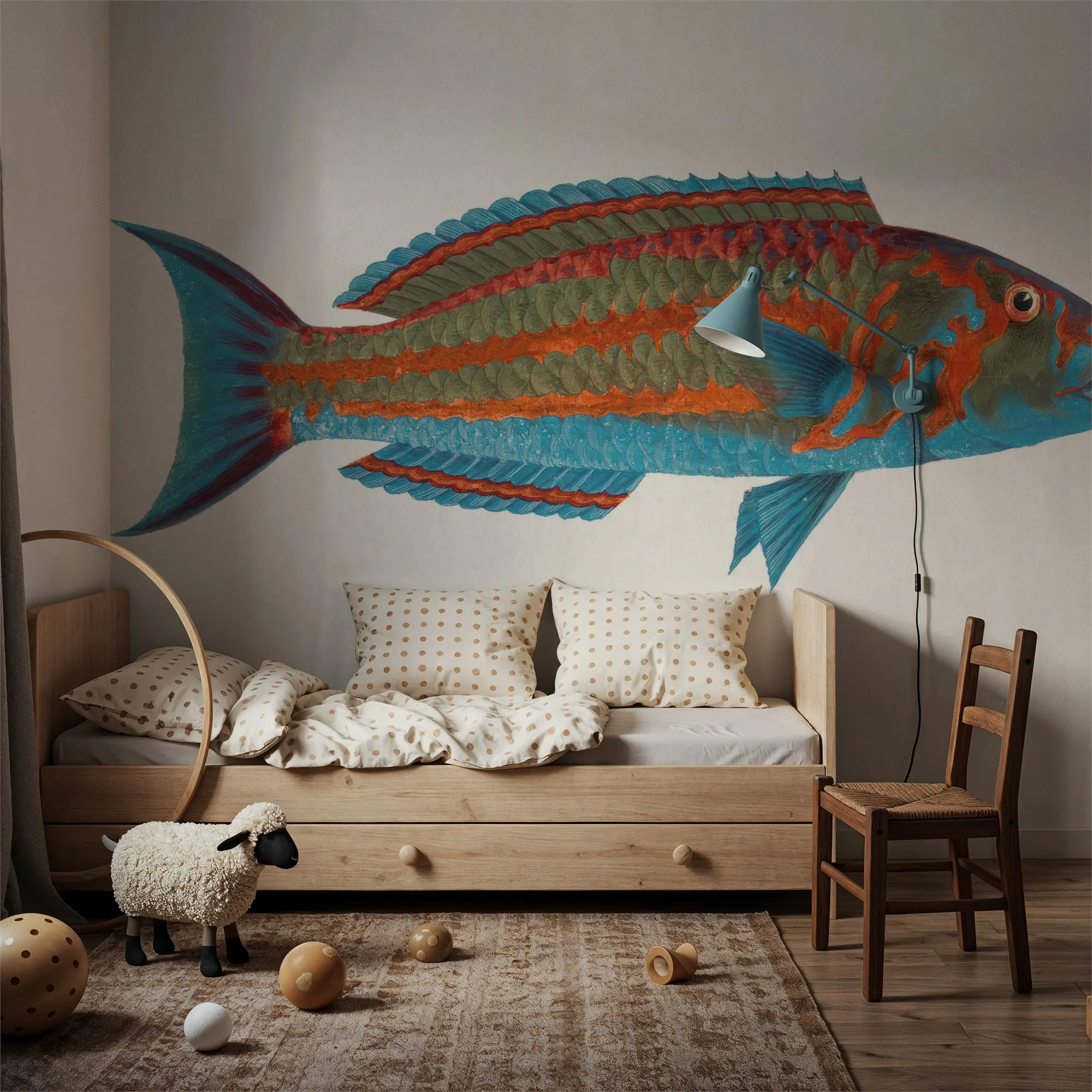 Polynesian Fish Custom Wallpaper Wall Mural for Living Room
