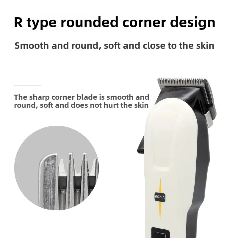 ROZIA Amazon Cross-Border LCD Display Professional Hair Clipper Rechargeable Hair Trimmer Shaving Head Electric Push Clipper