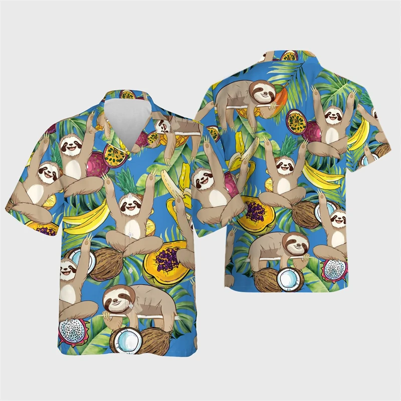 

Sloth Animal 3D Printed Shirts For Men Clothes Cute Sloths Graphic Hawaiian Beach Shirt Casual Lapel Blouse Boy Short Sleeve Top