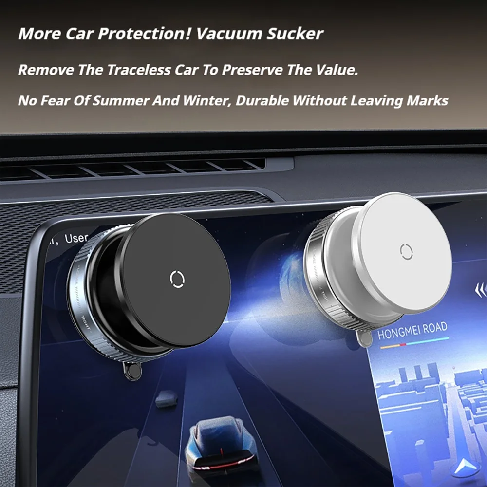 Magnetic Car Mount Mobile Phone Holder Vacuum Adsorption 360° Rotation N52 Super Strong Suction Bracket for 4.7-inch Smartphone