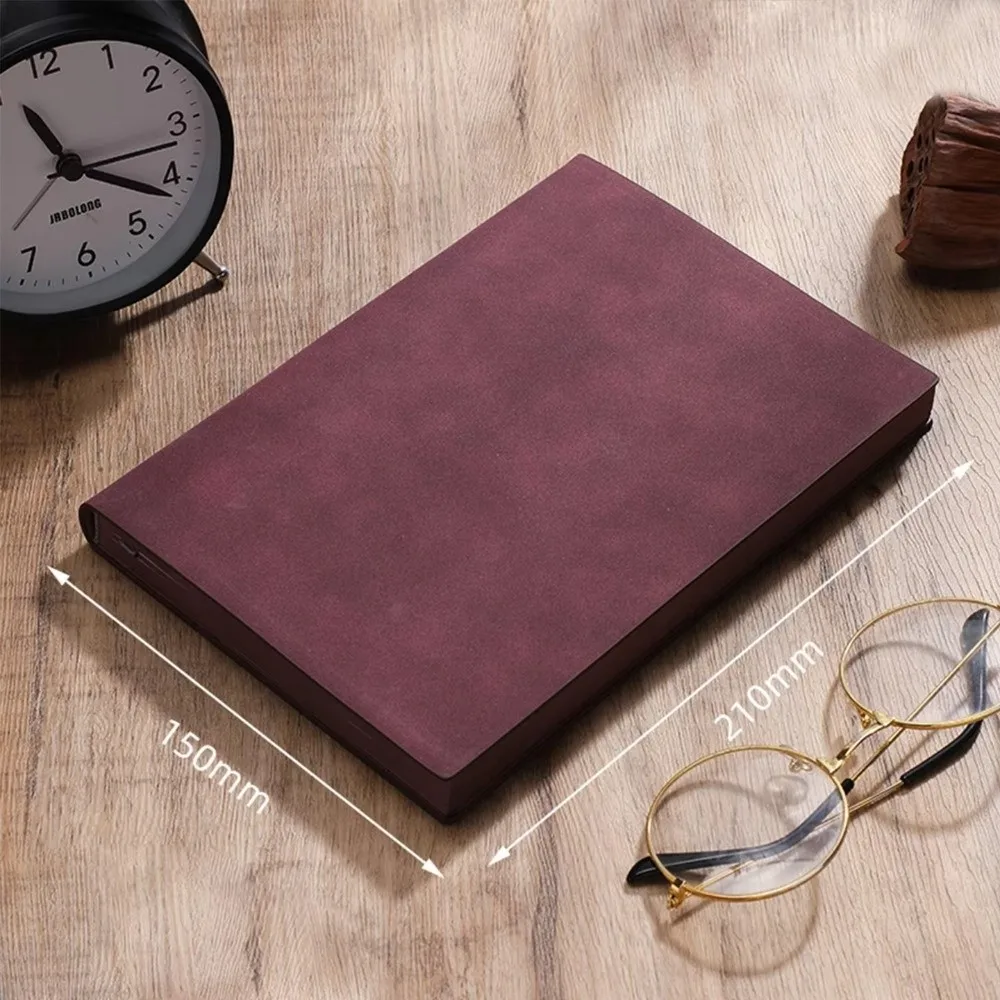 A5 Sheepskin Leather Notebook 128 Sheets Soft Cover Business Notepad with 100g Paper Bookmark Diary Thick Journal