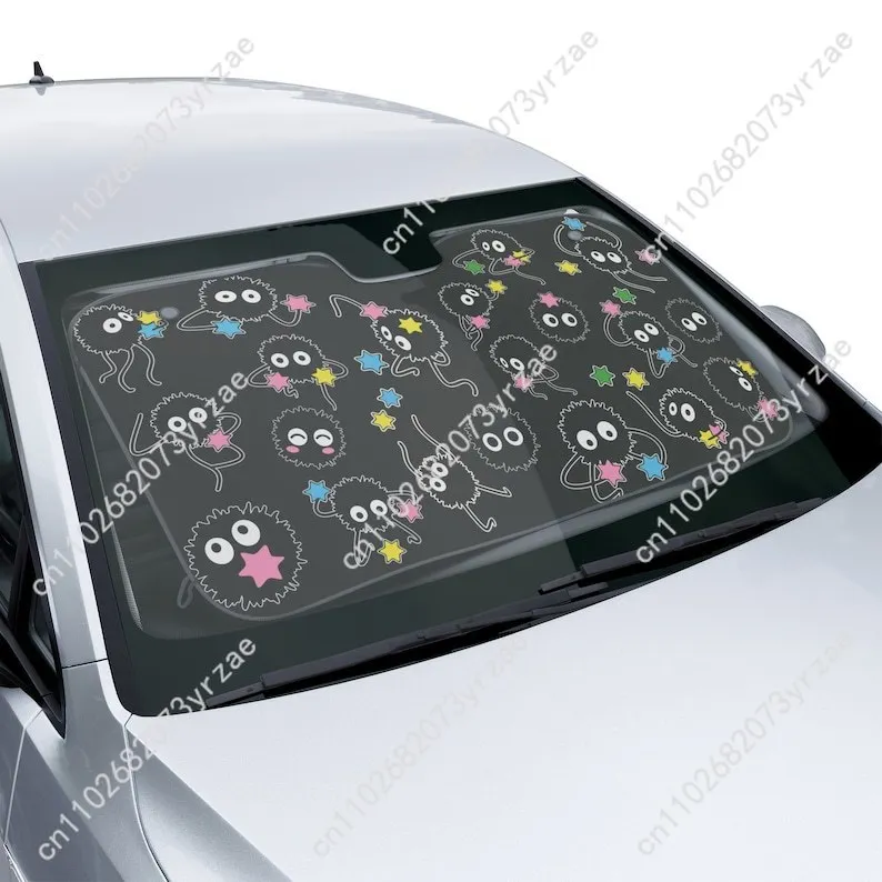 

Soot Sprites Car Sun Shade Good Heat Insulation Effect Windshield Sunshade Portable Waterproof Easy Clean Car Accessory