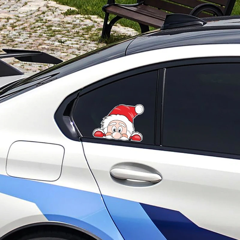 Christmas Sticker Trend Santa Claus Cute Animal Probe Peek Cartoon Waterproof Reflective Stickers Car Motorcycle Stickers