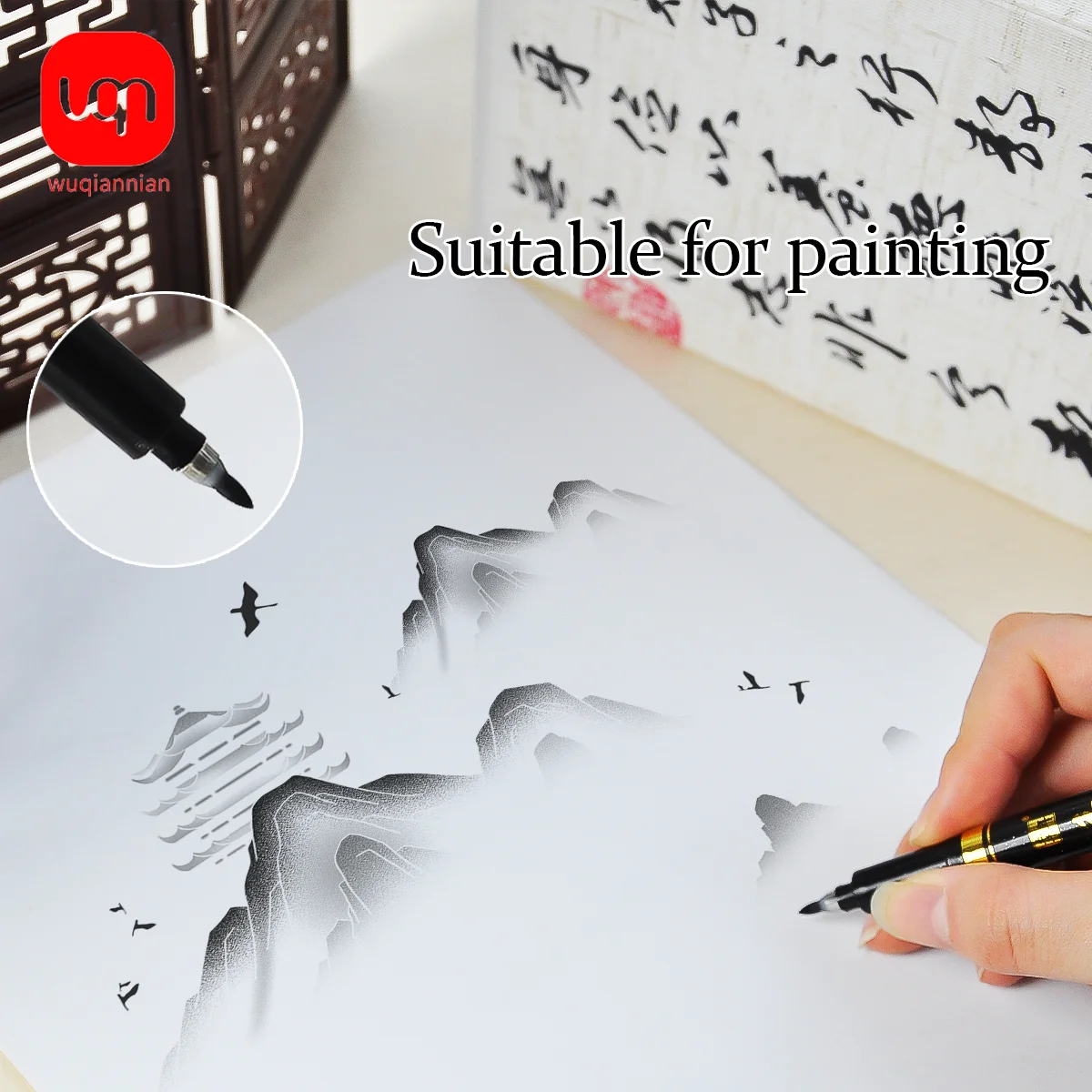 Calligraphy Brush Pen Set,4Tip Sizes Large/Medium/Small/Ultra Fine Black Ink Calligraphy Practice Hand Lettering Art Stationery