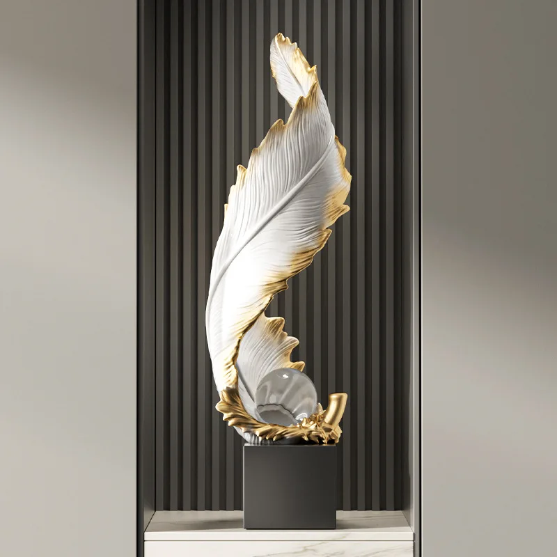 Feather art entrance decorative ornaments light luxury high-end living room TV cabinet office floor housewarming gift