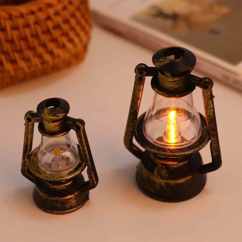 1:12 1:6 Scale Miniature Oil Lamp Dollhouse Accessories Mini Kerosene Lantern Doll House Decor Scene Ornaments Pretend Play