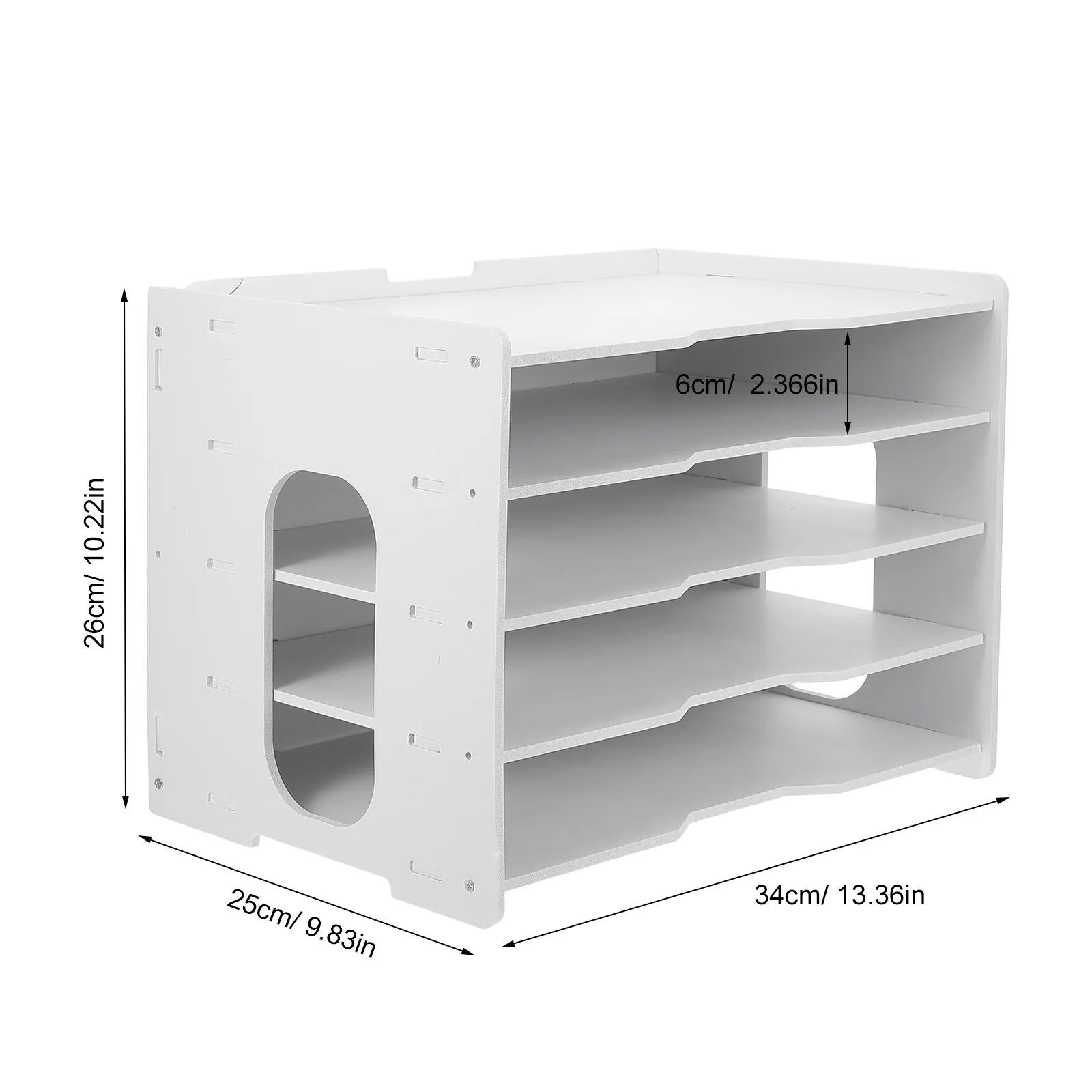 5-Tier White Desktop File Organizer Vertical Rack Multi-Tier Paperwork Organizer Space Saving Desk Storage Rack for Office Desk