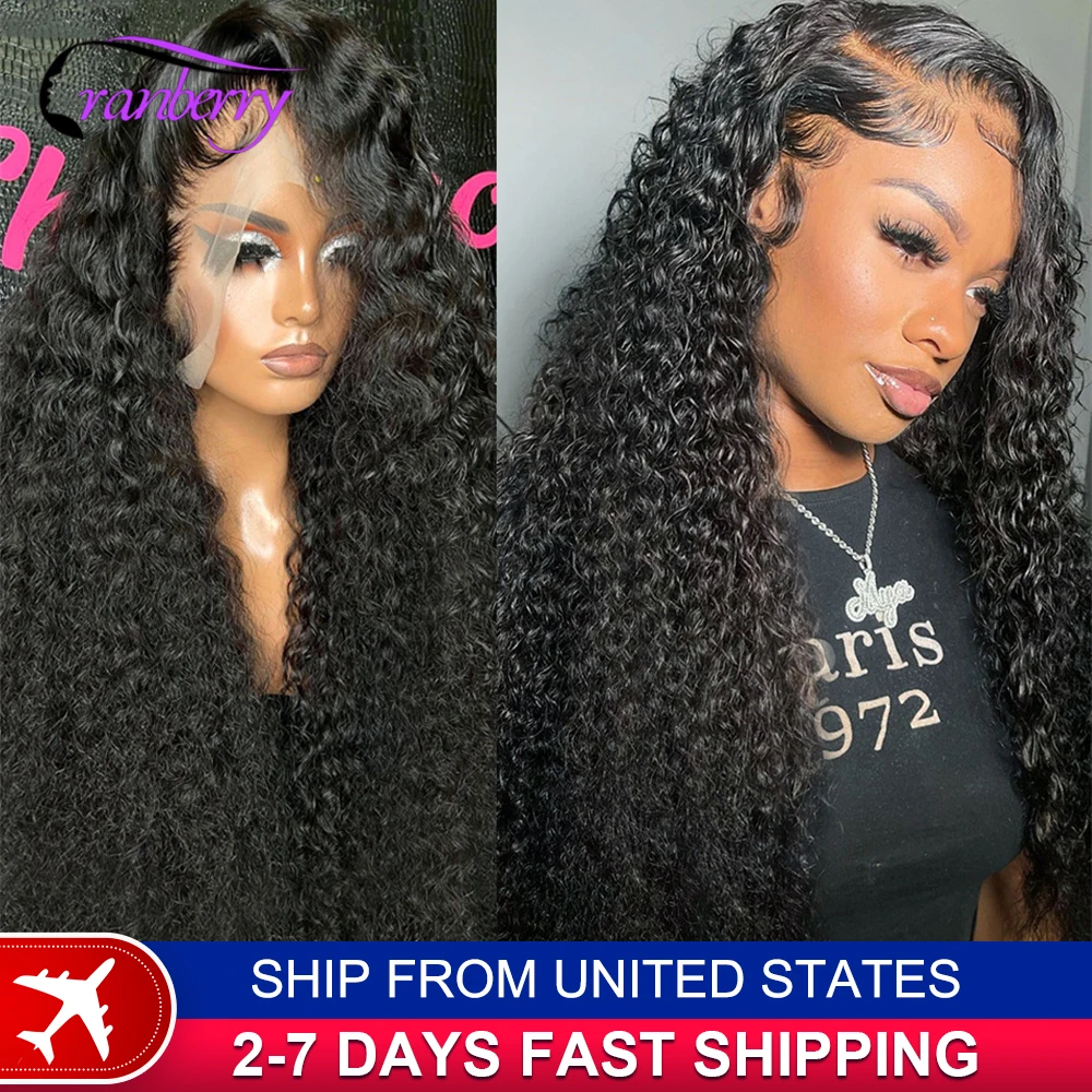 

Human Hair Lace Wigs Remy Brazilian Transparent Water Wave 13x4 Lace Frontal Wig 180% Density Cranberry Hair 13x4 Lace Front Wig