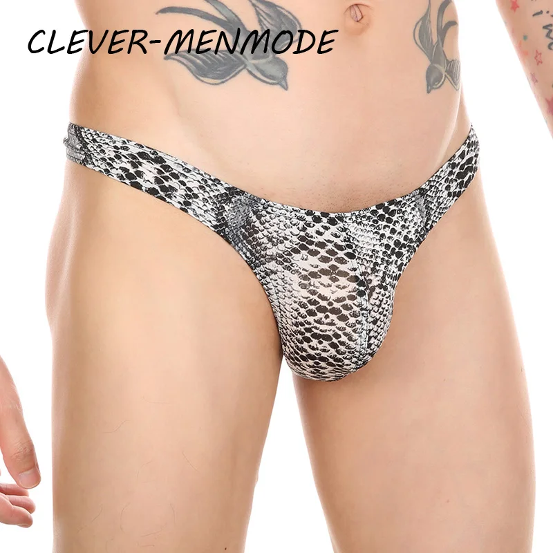 Lencería sexy para hombre G String Penis Bag T Back Tanga con estampado de leopardo Transpirable Suave Panty Print Bragas Bragas Braguitas Gay