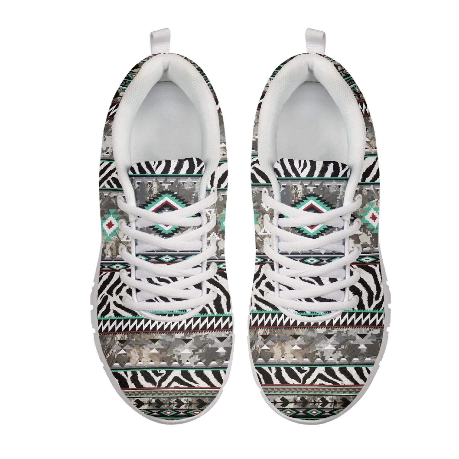Coloranimal Leopard Palm Women Sneakers Lace Up Lightweight Women Running Shoes for Travel