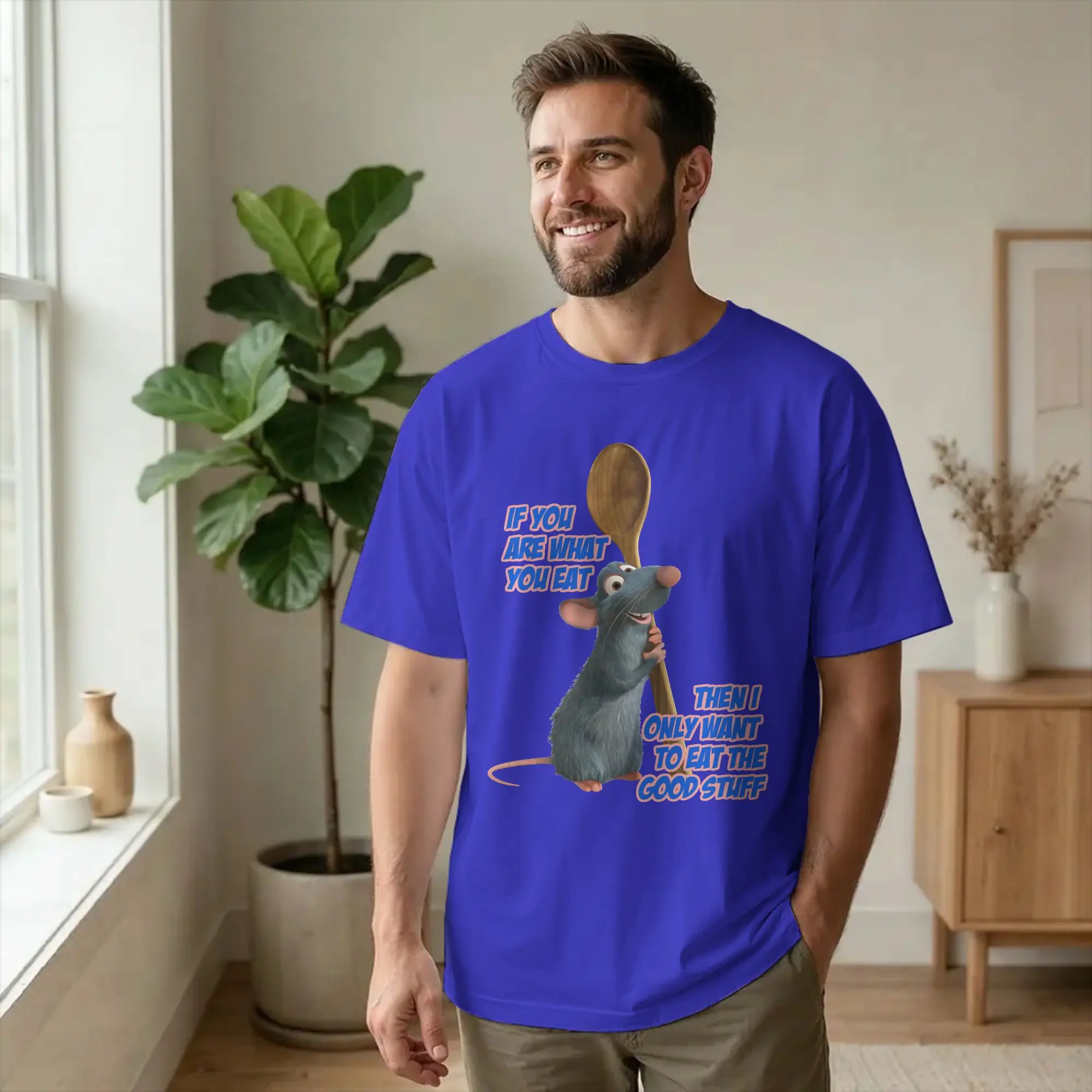 Remy from Ratatouilles T-Shirt for Men Women  Vintage Cotton Tees Round Neck Short Sleeve T Shirts Party Clothes