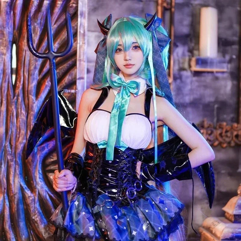 Hatsune Miku Cosplay Costume Anime Cute Cartoon Wig Japanese Kawaii Girly Heart Dress Collectible Singing Costume Size XS-XXXL