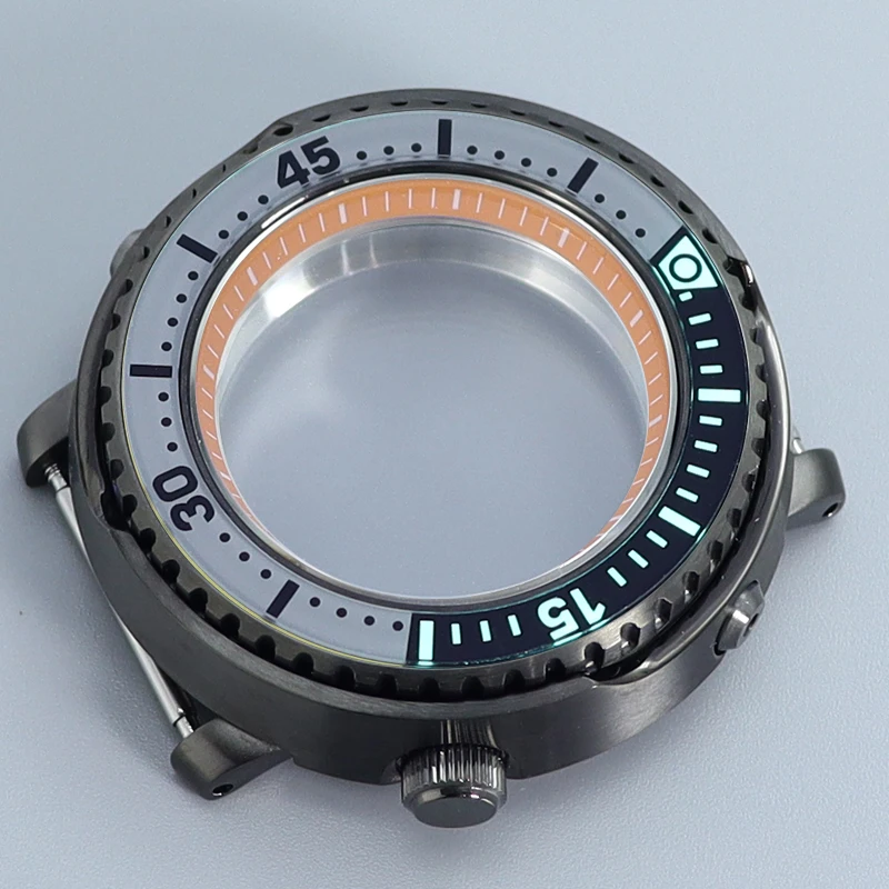 

Gun 43.3mm Men's Watch Case Flat Sapphire Glass For NH35 NH36 NH34 NH38 4R36 Movement Modified Tuna Baby Canned C3 Glass Bezel